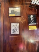 View of one of the walls inside the restored Lackawanna MU Car with historical images related to the Lackawanna RR